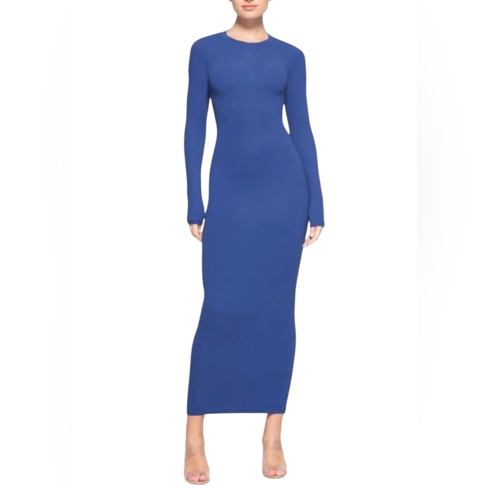 SKIMS Long Sleeve Maxi Dress in Royal Blue